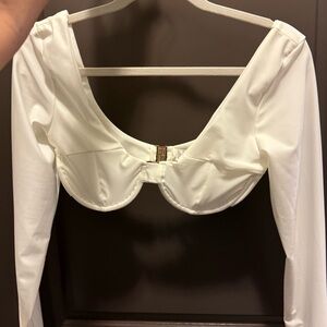White Long Sleeve Crop Top